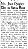 Feather River Bulletin, CA, Quincy - Obituary for Mrs Jean Quigley [3855]
